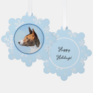 Basenji-Gemälde - Süße Originalkunst Ornament Karte