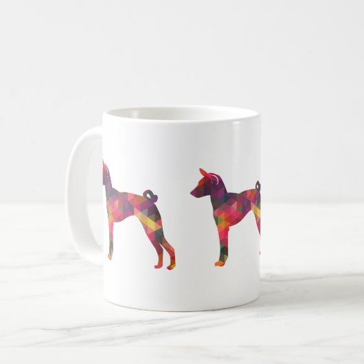 Basenji Geometric Pattern Silhouette Multi Kaffeetasse (Vorderseite Links)