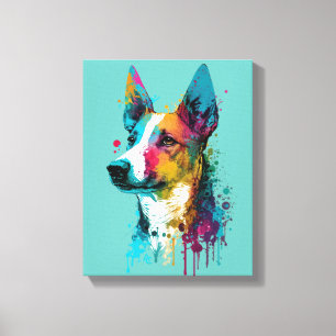 Basenji - Graffiti Neon Ink Splash Leinwanddruck