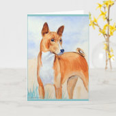 Basenji Grußkarten Karte (Gelbe Blume)