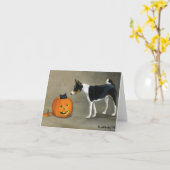 "Basenji Halloween" Hundekunst Notecard Karte (Gelbe Blume)