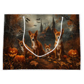 Basenji Halloween Night Doggy Delight Große Geschenktüte (Vorderseite)