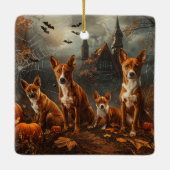 Basenji Halloween Night Doggy Delight Keramikornament (Rückseite)