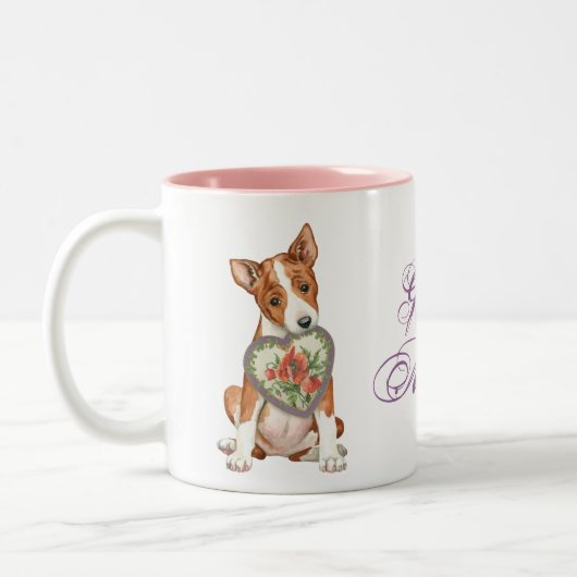 Basenji Herz-Mama Zweifarbige Tasse (Links)