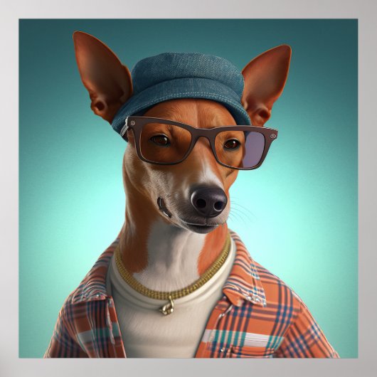 Basenji Hipster Dog Poster (Vorne)