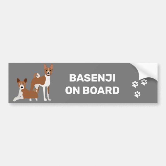 Basenji Hound an Bord rot weiß Autoaufkleber (Vorne)