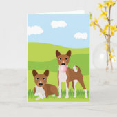 Basenji Hound Dog Animal Bubble Gum Karte (Gelbe Blume)