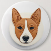 Basenji Hund 3D Inspiriert Button (Vorderseite)