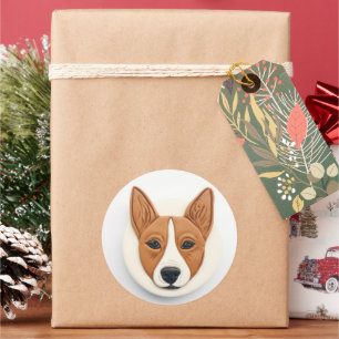Basenji Hund 3D Inspiriert Runder Aufkleber