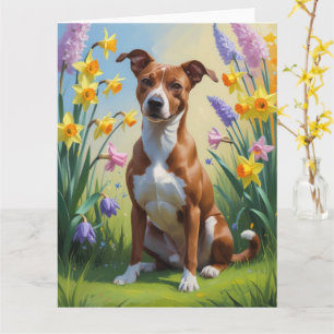 Basenji-Hund Frühlingsblumen Malerei Karte