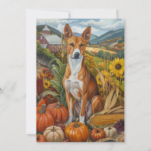 Basenji-Hund Herbsternte Erntedankfest Feiertagskarte