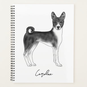 Basenji Hund in Schwarz und Weiß mit benutzerdefin Planer