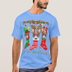 Basenji Hund in Weihnachtssocken Lichter Weihnacht T-Shirt