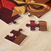 Basenji Hund mit Weihnachtsgeschenken Feuerplatz Puzzle (Seite)