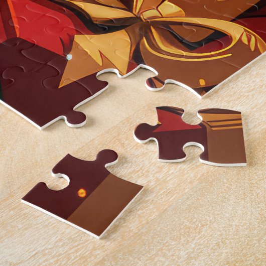 Basenji Hund mit Weihnachtsgeschenken Feuerplatz Puzzle (Seite)