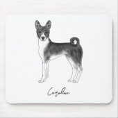 Basenji Hund schwarz-weiß mit Individuelle Name Mousepad (Vorne)