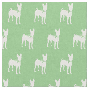 Basenji-Hund-Silhouette Haustier Sagegrün Stoff