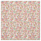 Basenji-Hund Vintage Blumen rosa Stoff (Muster)