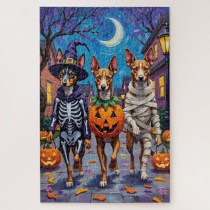 Basenji-Hunde beim Trick-or-Treat an Halloween-Kos Puzzle