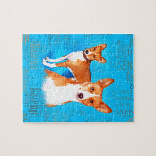 Basenji Hunde mit Wortwolke Muster Puzzle (Horizontal)