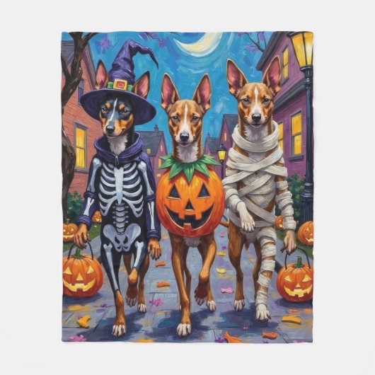 Basenji-Hunde-Trick-oder-Treating Halloween-Kostüm Fleecedecke (Vorderseite)