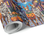 Basenji-Hunde-Trick-oder-Treating Halloween-Kostüm Geschenkpapier (Rolleneckpunkt)