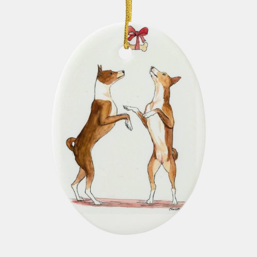Basenji Hundekunst-Verzierung Keramikornament (Vorne)