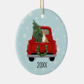 Basenji-Hundeschlitten Keramik Ornament (Rechts)