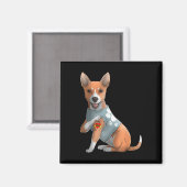 Basenji I Liebe Mama Tattoo Hundeshirt Mothers Magnet (Vorderseite/Rückseite)
