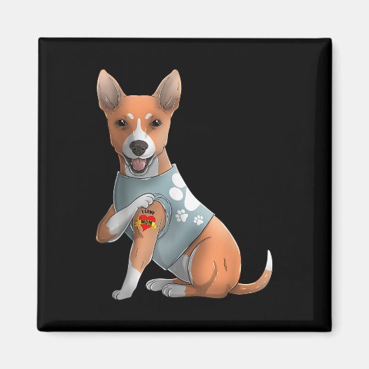 Basenji I Liebe Mama Tattoo Hundeshirt Mothers Magnet (Vorne)
