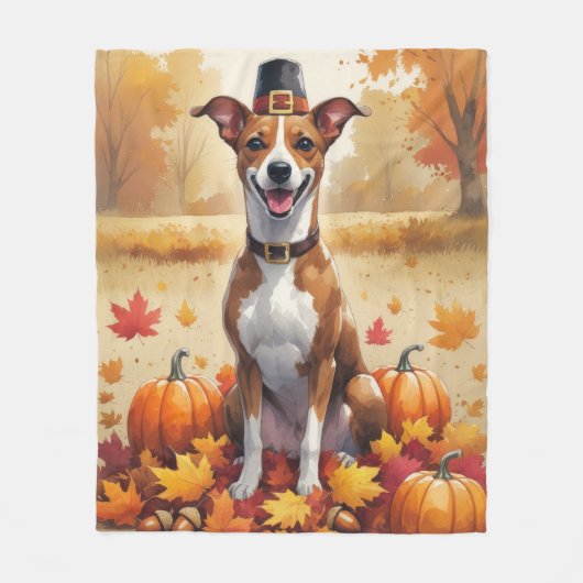Basenji im Herbst hinterlässt Erntedank Art Fleecedecke (Vorderseite)