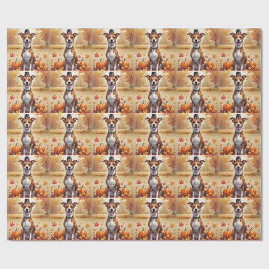 Basenji im Herbst hinterlässt Erntedank Art Geschenkpapier (Flach)