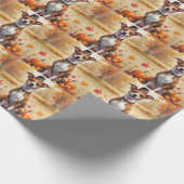 Basenji im Herbst hinterlässt Erntedank Art Geschenkpapier (Ecke)