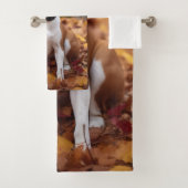 Basenji im Herbst Leaves Fall Inspiriert Badhandtuch Set (Insitu)