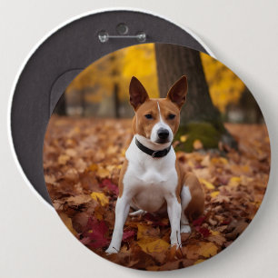 Basenji im Herbst Leaves Fall Inspiriert Button