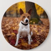 Basenji im Herbst Leaves Fall Inspiriert Button (Vorderseite)