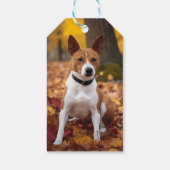 Basenji im Herbst Leaves Fall Inspiriert Geschenkanhänger (Rückseite)