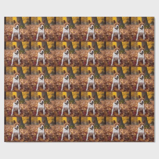 Basenji im Herbst Leaves Fall Inspiriert Geschenkpapier (Flach)