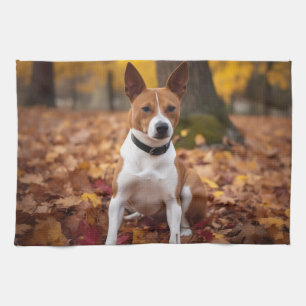Basenji im Herbst Leaves Fall Inspiriert Geschirrtuch