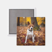 Basenji im Herbst Leaves Fall Inspiriert Magnet (Vorderseite/Rückseite)