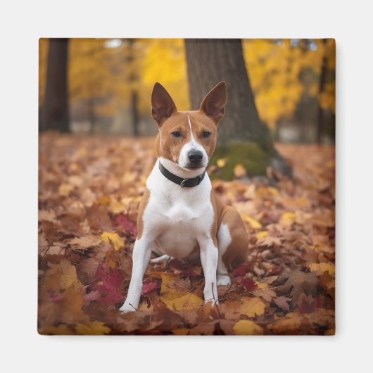 Basenji im Herbst Leaves Fall Inspiriert Magnet (Vorne)