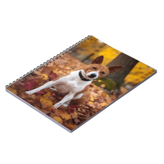 Basenji im Herbst Leaves Fall Inspiriert Notizblock (Linke Seite)