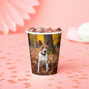 Basenji im Herbst Leaves Fall Inspiriert Pappbecher