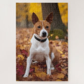 Basenji im Herbst Leaves Fall Inspiriert Puzzle (Vertikal)