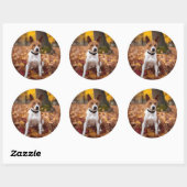 Basenji im Herbst Leaves Fall Inspiriert Runder Aufkleber (Blatt)