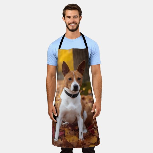 Basenji im Herbst Leaves Fall Inspiriert Schürze (Getragen)