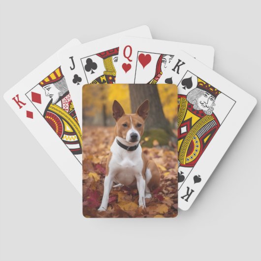 Basenji im Herbst Leaves Fall Inspiriert Spielkarten (Rückseite)