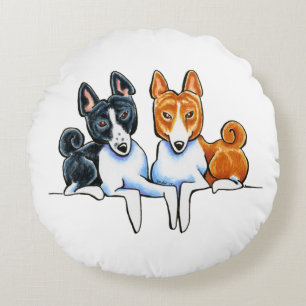 Basenji Knospen Rundes Kissen