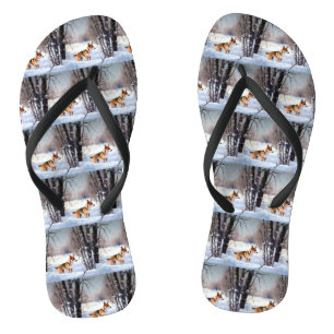Basenji Lass es schneien Weihnachten Badesandalen