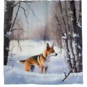 Basenji lassen es Schnee Weihnachten Duschvorhang (Vorderseite)